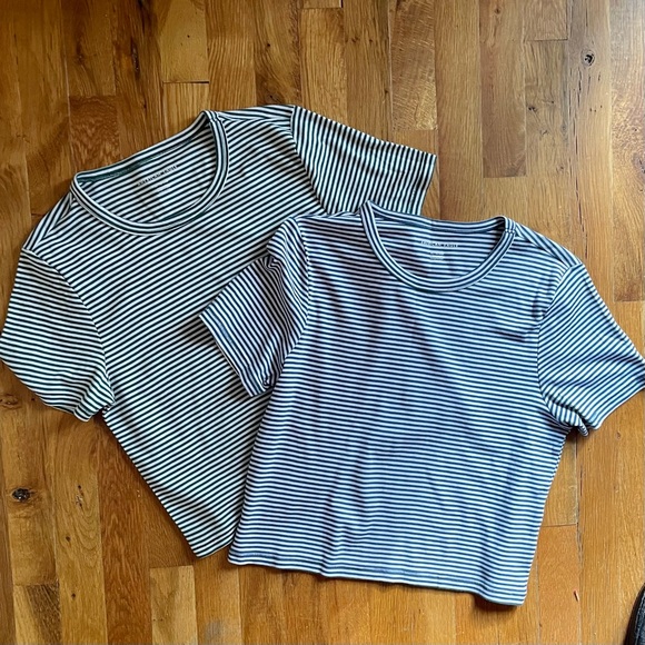 Lot of Two American Eagle Cropped Striped T-Shirts, XL - Picture 1 of 8